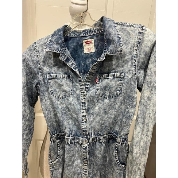 Levi's Girls Acid Wash Button Down Long Sleeve Dress Size 12-13 YRS - Picture 3 of 5